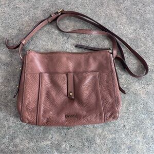 Fossil Gemma Tan/Brown Pebbled Leather Crossbody Y2K Minimalist Neutral